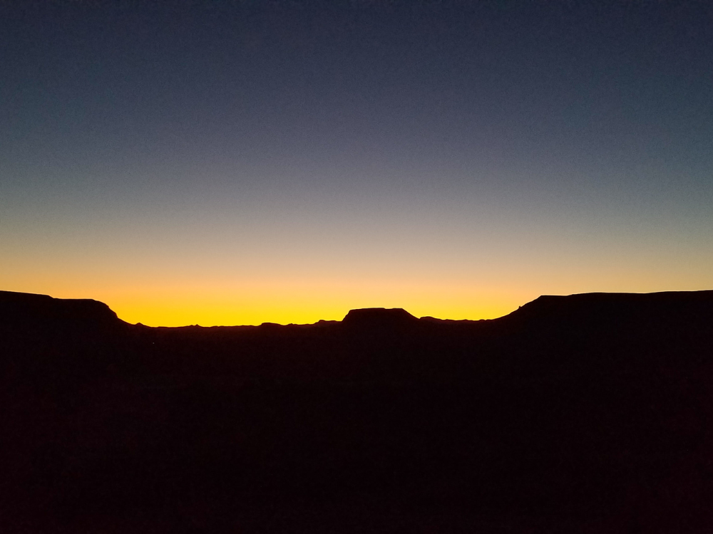Desert sunset with yellow light